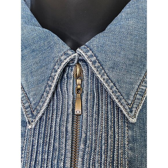 Vintage Escada Fitted Denim Zip Jacket Fine Stitch Detail Size Small - Picture 8 of 15